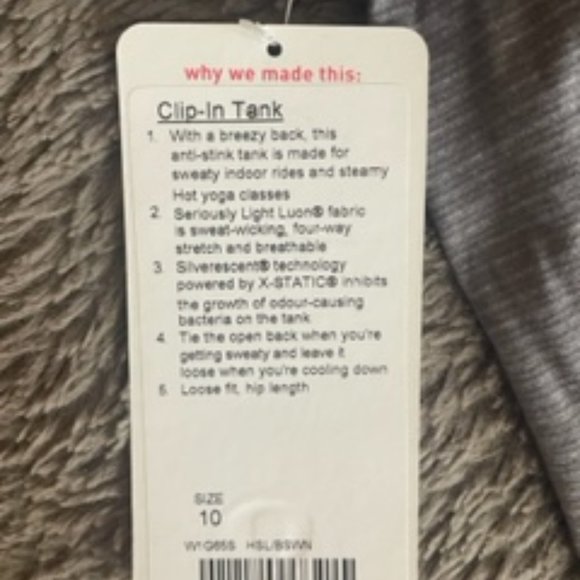 Clip - in - Tank NWT Lululemon - Picture 4 of 6